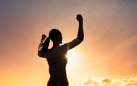 Strong,Woman,Flexing,Her,Arms.,People,Feeling,Powerful,,Inner,Strength,
